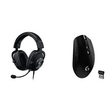 G Pro X Over Ear Gaming Headset, Black and Logitech G G305 EWR2 Wireless 6 - Button Gaming Mouse, Black
