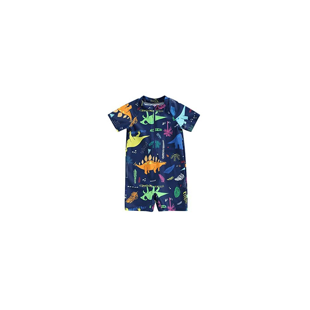 Baby Boy Swimsuit Swimming Costume Toddler Boys Shark Swimwear Rash Guard Swimsuit One Piece Beach Swimwear Infant Bathing Suits (Dark Blue Dinosaur,