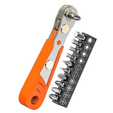 Right Angle Phillips Magnetic Screwdriver, Ancable 1/4” PH2 Mini Ratchet Wrench 1/4 Inch Drive High Torque Offset Reversible Mini Ratcheting Offset