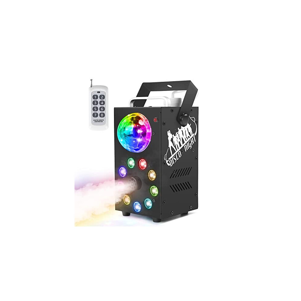 Fog Machine 700W with Disco Ball Light and Wireless Remote Control, Smoke Machine with RGB LED Lights, Stage Effect Machine for Party Christmas