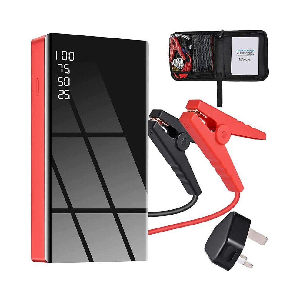 Car Jump Starter, 600A Peak 12V Output Portable Battery Booster (Gasoline Engines below 3.0 L), External Battery Charger with Clamp, Flashlight,