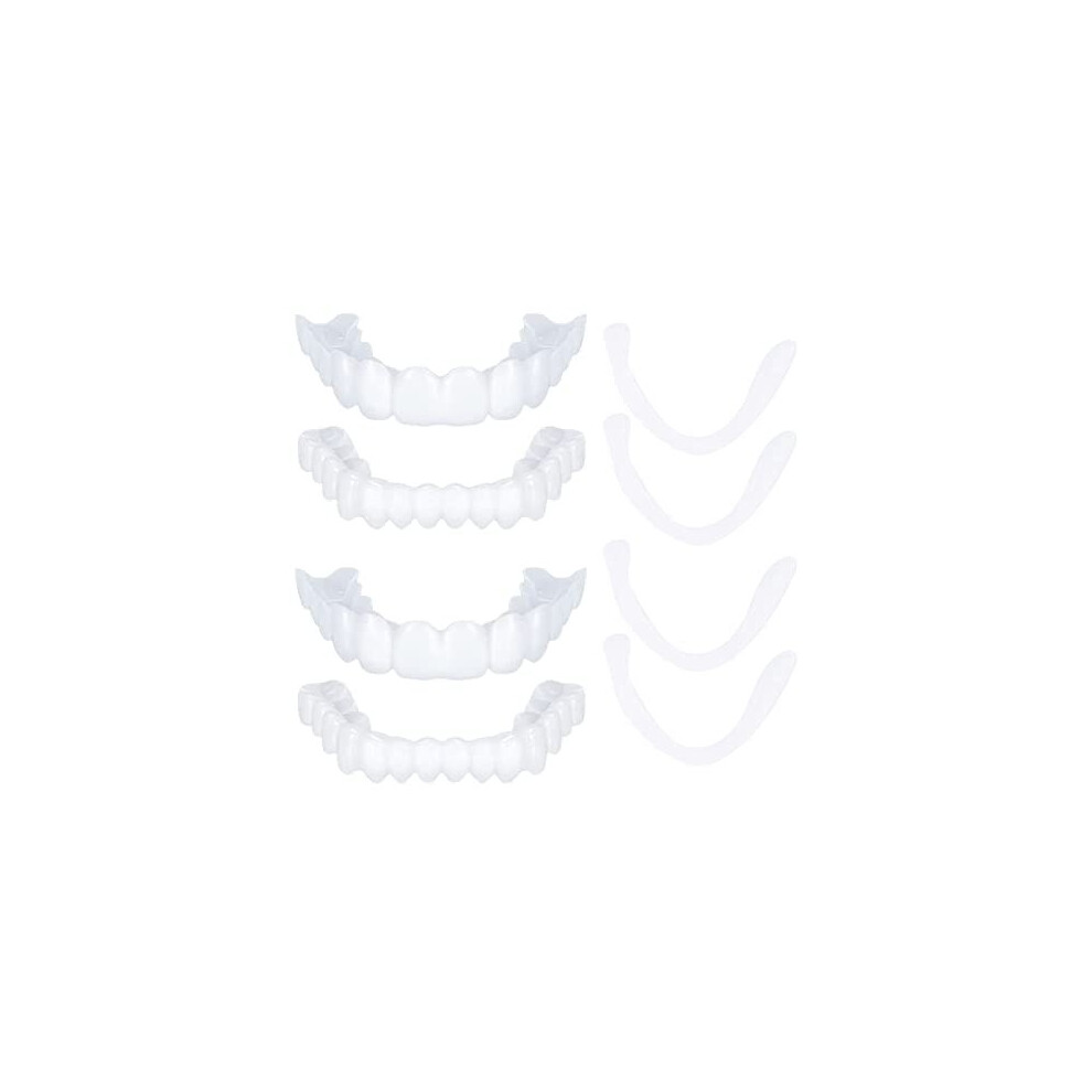 2 Pairs Instant Veneers Dentures Fake Teeth Braces Whitening Cosmetic Tooth Covering Snap on Smile Teeth Top and Bottom Clip in Veneers Teeth