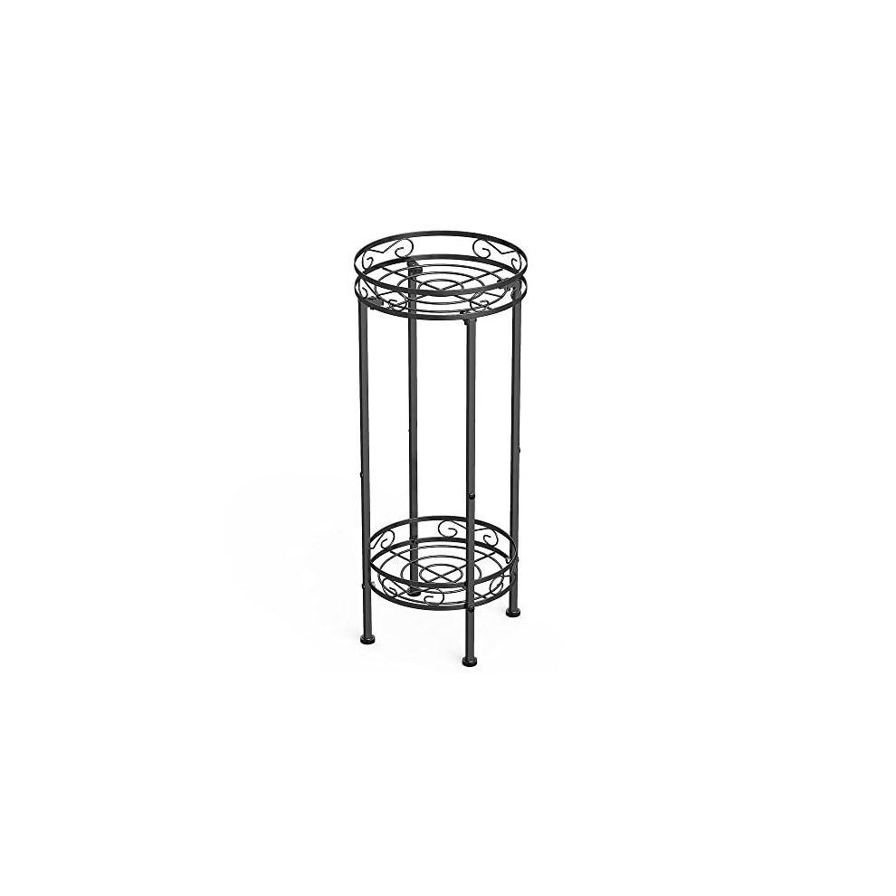 2 Tier Tall Plant Stand, Metal Plant Stands Indoor 70x30cm, Flower Stand Flower Pot Display Stand for Garden Patio, Black