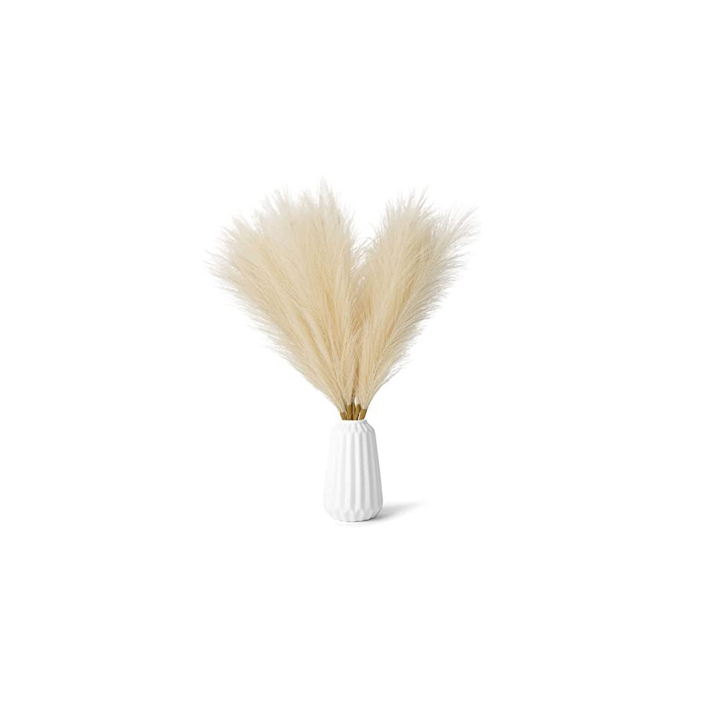 Pampas Grass, Artificial Pampas Grass Large, 5 x 31.5''/80cm Tall Fluffy Faux Pampas Grass Decor, Long Pampas Branches Bouquet Flora Feathers for