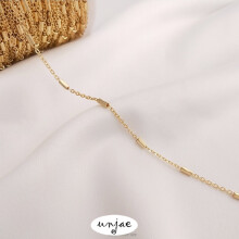 Color-preserving chain 14K gold-coated spacer bead chain loose chain flat O long tube chain diy jewelry with chain