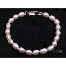 Unique Pearls jewellery Store Charming AA 5-6MM Rice Freshwater Pearl Bracelet 925 Silver Clasp