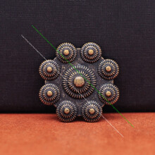 10PC 27mm Vintage Brass Plated Round Flower Leathercraft Belt Handbag Saddle Decor Concho Rivetback