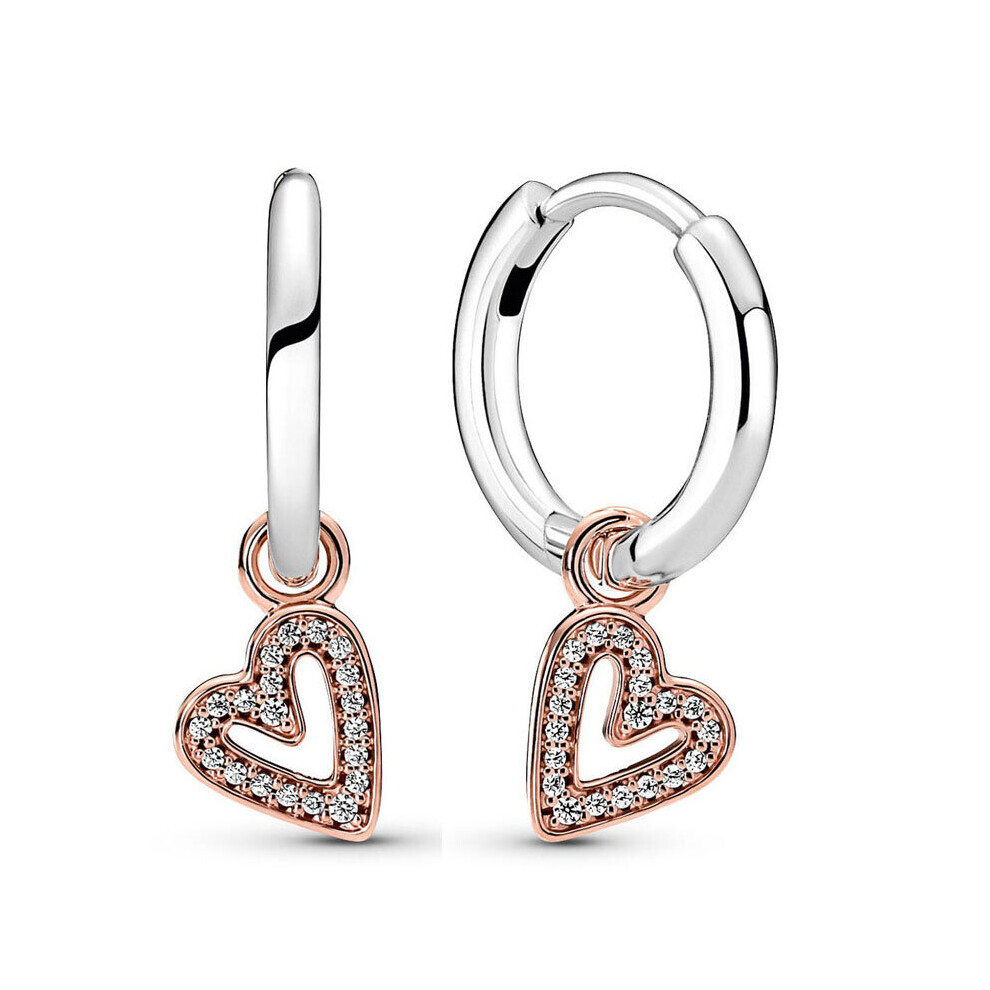 925 Sterling Silver Earring Flying Butterfly Pearl Freehand Heart Droplets Hoop Earring For Women Jewelry Gift
