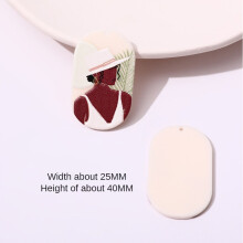 Flower oval ins wind illustration embossed acrylic pendant DIY jewelry earrings accessories materials