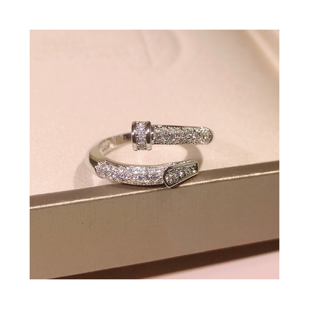 All-Match Classic Nail Ring 925 Sterling Silver For Ladies Jewelry Zircon Nail Ring Party Anniversary Gift