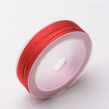 (Red White-2mm 13M) 1.5mm 2mm 3mm Nylon String Satin Silk Braided Cord Binding Rope Strap For Jewelry Making Bracelet