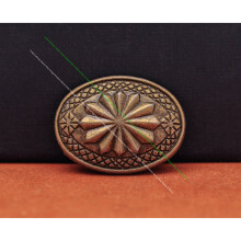 10PC 36*27mm Vintage Brass Plated Flower Leathercraft Belt Wallet Saddle Decor Metal Oval Conchos Rivetback