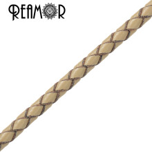 REAMOR 3mm Braided Round Leather Rope Bracelet Jewelry Making 1m Lots Bulk