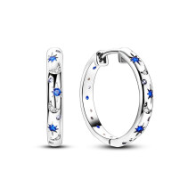 925 Sterling Silver Earring Zircon Star Moon Circle Hoop Earrings For Women Making Jewelry Wedding Engagement