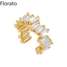 1PC 24K Plated Ear Cuff Earrings for Women Colorful C Shape Cube Zircon Earcuff Clip on Earring No Piercing Earring Jewelry