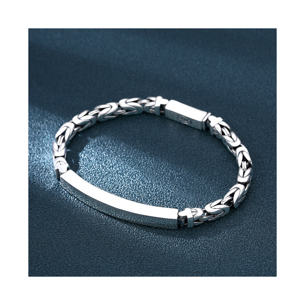 Solid Real S925 Sterling Silver Buckle Unisex Bracelet Retro Style Glossy Simplicity Bracelets Fine Jewerly Gift Retail