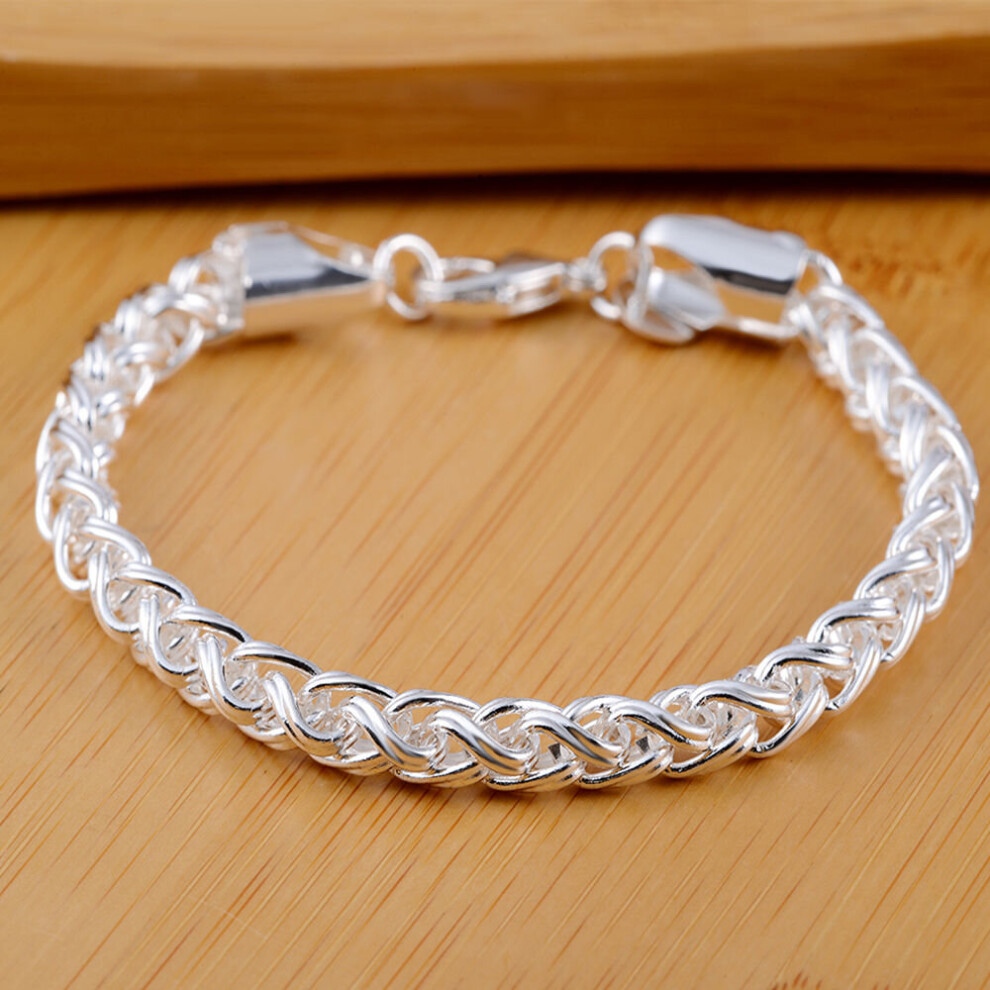 925 Sterling Silver Bracelet Fishbone Bracelet Woman & Men's Jewelry Gift Multicoloured