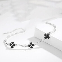 Top 925 Sterling Silver Bracelet For Women Jewelry Clover Flower Bracelet Lady Rose Hand Accessories