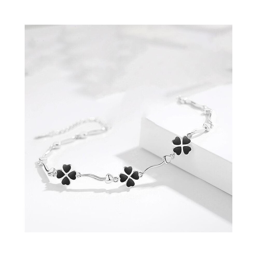 Top 925 Sterling Silver Bracelet For Women Jewelry Clover Flower Bracelet Lady Rose Hand Accessories Multicoloured