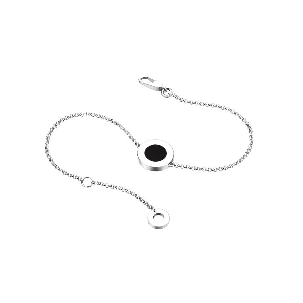 Noble S925 Sterling Silver Round Agate Bracelet Couple Bangle Edition Jewelry Christmas Gift-image-OPC-PBS8FJK-NEW