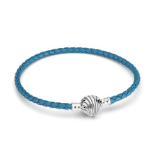 Classic 925 Sterling Silver Clasp Turquoise Braided Leather Bracelet with Infinity Heart For Women Jewelry