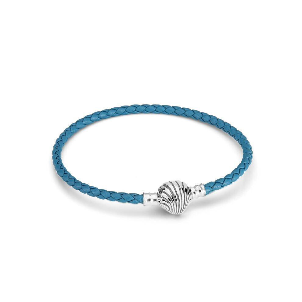 Classic 925 Sterling Silver Clasp Turquoise Braided Leather Bracelet With Infinity Heart For Women Jewelry Multicoloured