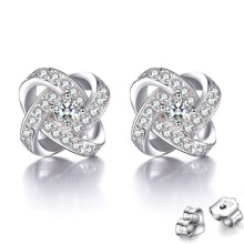 Arrivals 925 Sterling Silver Zircon Stud Earing Earrings For Women Girl Party Gift Jewelry