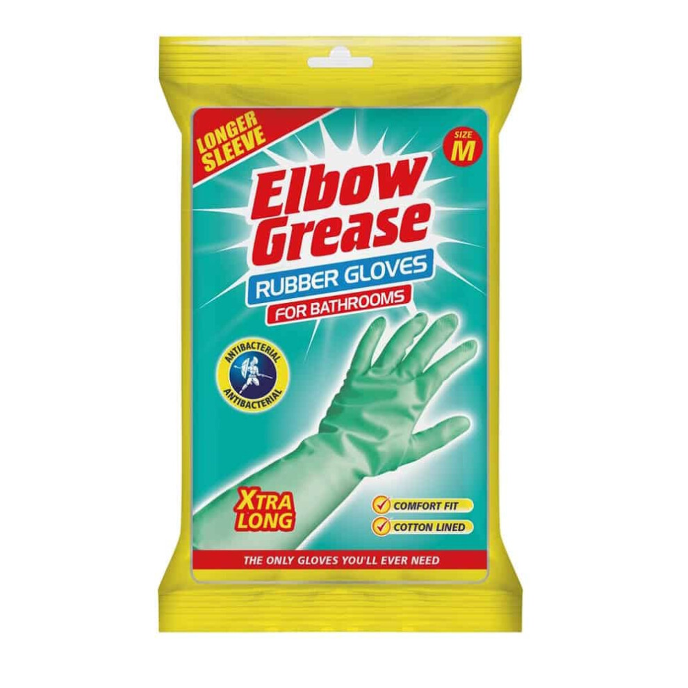 Elbow Grease Xtra Long Bathroom Rubber Gloves- Medium