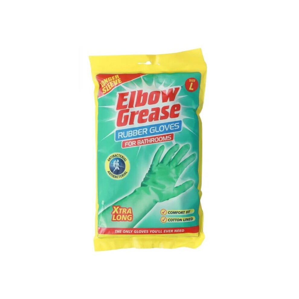 Elbow Grease Xtra Long Bathroom Rubber Gloves- Large