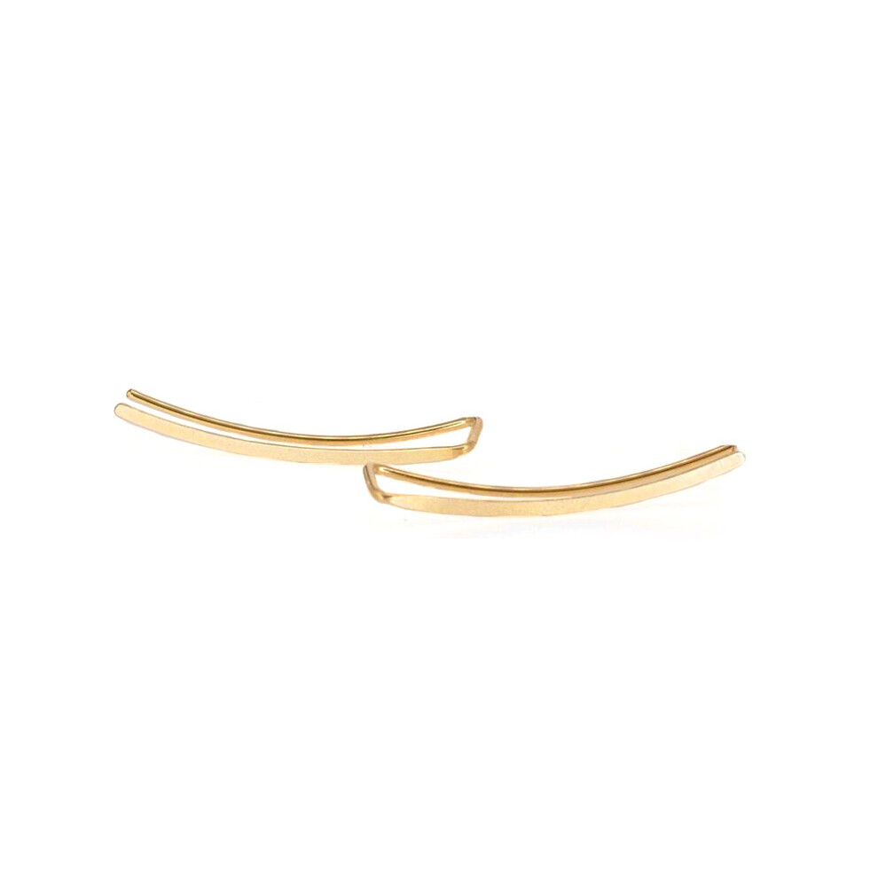 925 Sterling Silver Smooth Long Line Ear Climber Stud Earrings For Women Minimalist Ear Crawlers Studs Piercing Jewelry