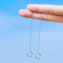 925 Sterling Silver Clip Earrings For Women Retro Hip-hop Round Long Ear Line No Pierced Earcuff Jewelry