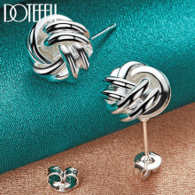 925 Sterling Silver Knot Twist Stud Earrings For Woman Wedding Engagement Party Charm Jewelry