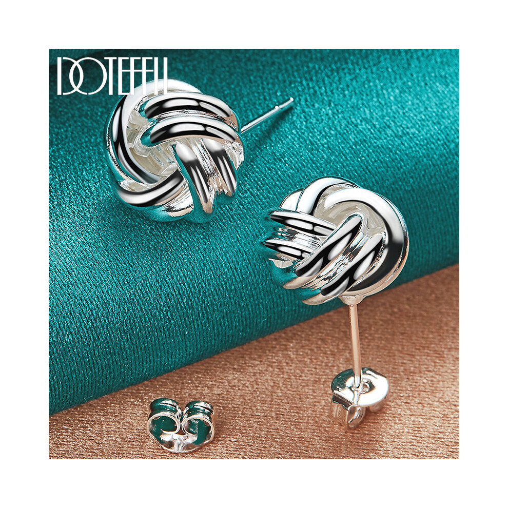925 Sterling Silber Knoten Twist Ohrstecker FüR Frau Hochzeit Verlobung Party Charme Schmuck-image