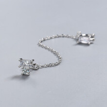 925 Silver Needle Ear Cuff Handcuffs Huggie Chain Tassel Long Earrings For Women CZ Fine Jewelry Earcuff