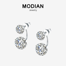 Earrings 925 Sterling Silver Clear Cubic Zirconia Ear Jacket for Women Wedding Statement Crystal Jewelry