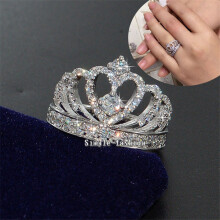 Queen Crown Diamond Ring Real 925 sterling silver Jewelry Engagement Wedding band Rings for Women Bridal Party accessory