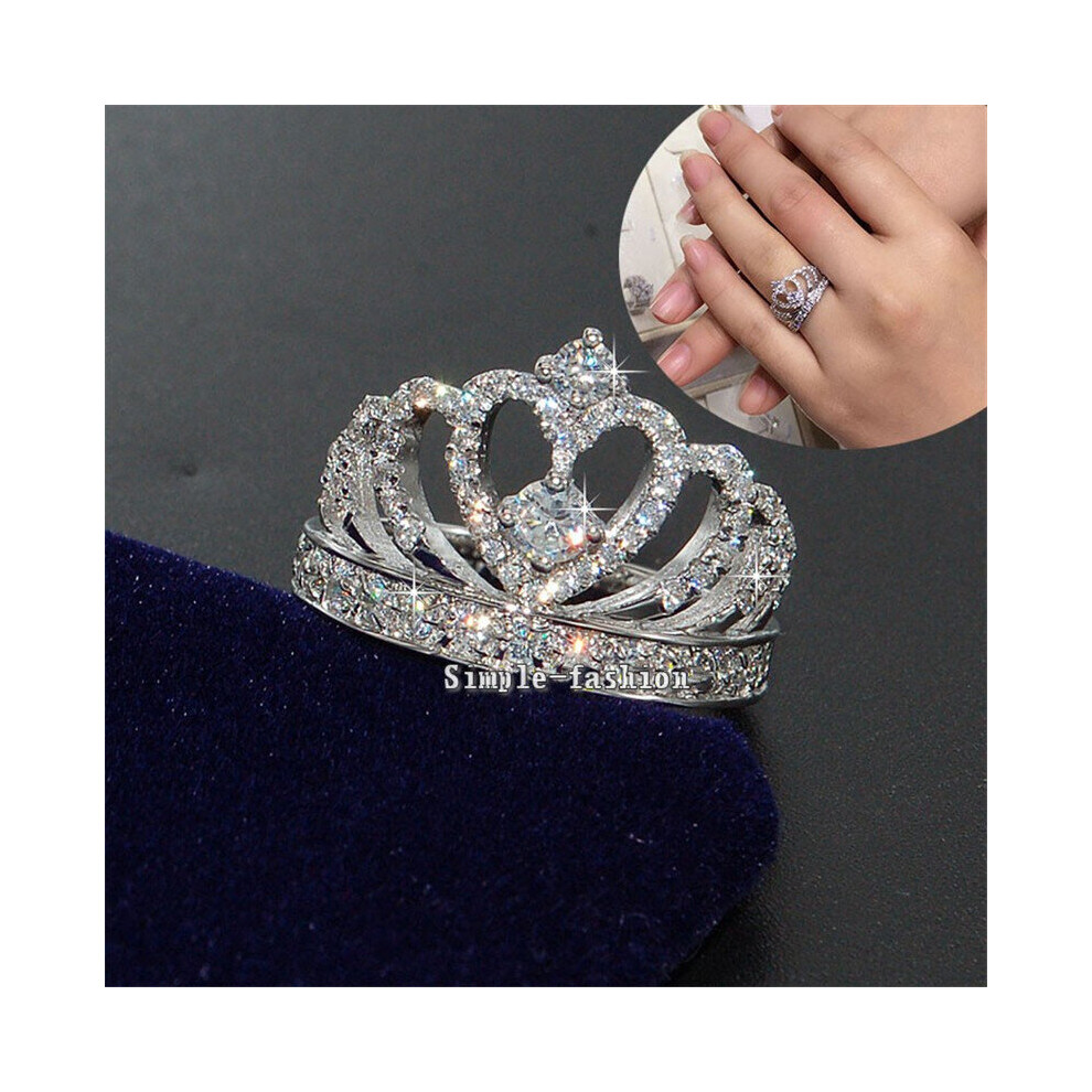 Queen Crown Diamond Ring Real 925 Sterling Silver Jewelry Engagement Wedding Band Rings For Women Bridal Party Accessory Multicoloured