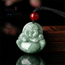 Natural Jadeite Ice Maitreya Buddha Pendant Charms Fine Jewelry Amulet Men Women Necklace Souvenir Holiday