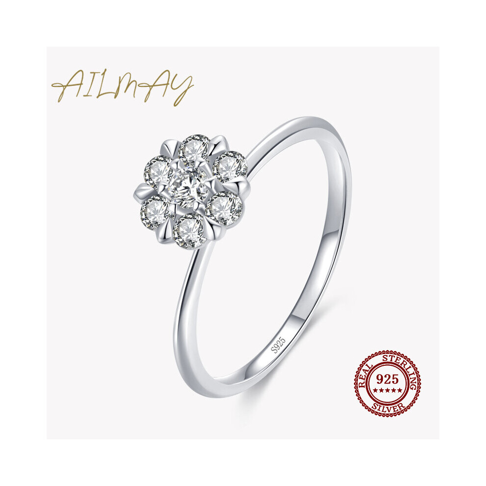 100% 925 Sterling Silver Classic Clear CZ Flower Wedding Rings For Women Engagement Statement Fine Silver Jewelry-image-OPC-PBS8M9Y-NEW