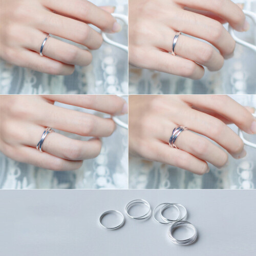 Hot Stackable Multi-Layer Slim Ring for Women Sterling Silver 925 Ring Fine Jewelry Bijoux 2