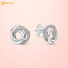 925 Sterling Silver Earrings Family Always Encircled Stud Earrings for Women Female Jewelry Gift