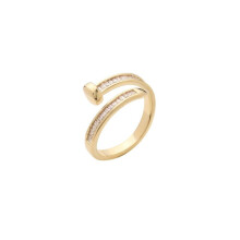 14K Real Plating Jewelry Three-layer Zircon Nail Ring Women's Opening Adjustable Daily Work Accessories