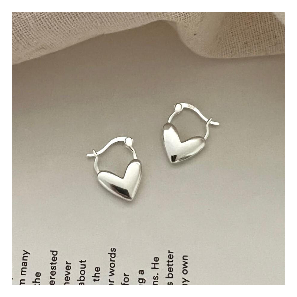 SHANICE 100% S925 Sterling Silver Large Heart Hoop Earrings For Women Stainless Steel Statement Earrings Friendship Jewelry