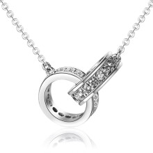 925 Sterling Silver Double circle zircon Necklaces & Pendants For Women Lady Gift Sterling-silver-jewelry