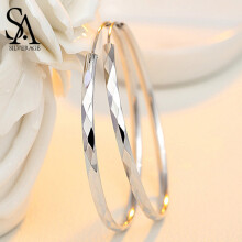 60mm 55mm 50mm 45mm 40mm Silver 925 Huggie Earrings Silver Fine Jewelry Hoop Earrings Women Silver Long Earrings