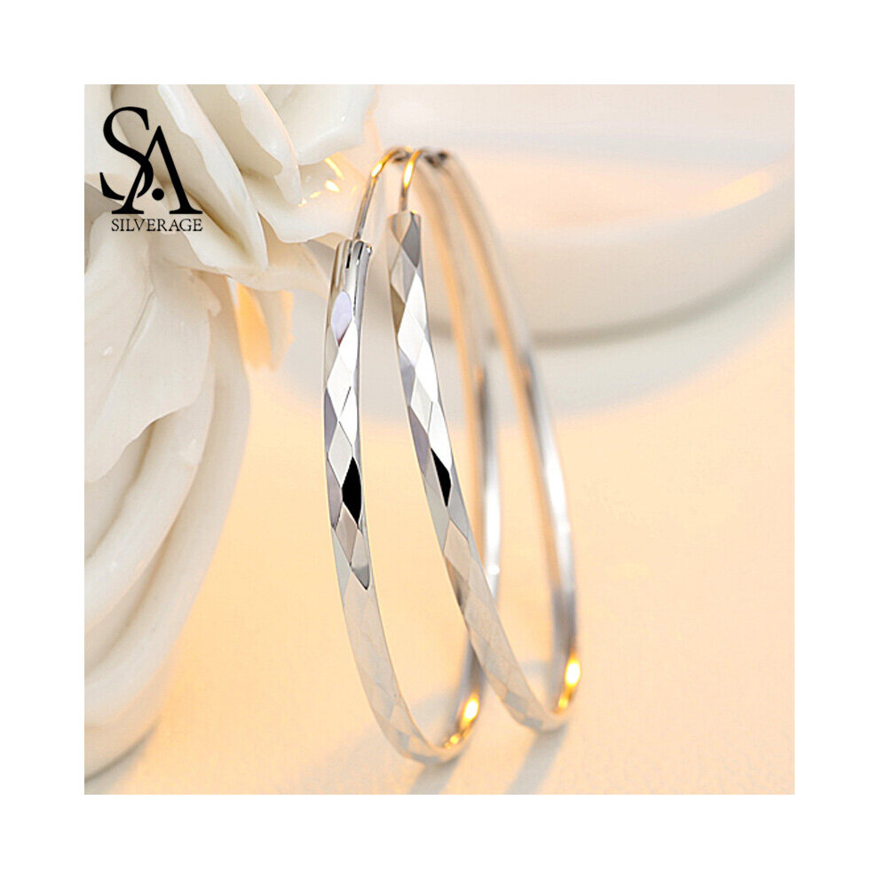 60Mm 55Mm 50Mm 45Mm 40Mm Silver 925 Huggie Earrings Silver Fine Jewelry Hoop Earrings Women Silver Long Earrings Multicoloured