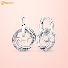 925 Sterling Silver Earrings Family Always Encircled Hoop Earrings for Women Female Jewelry Gift
