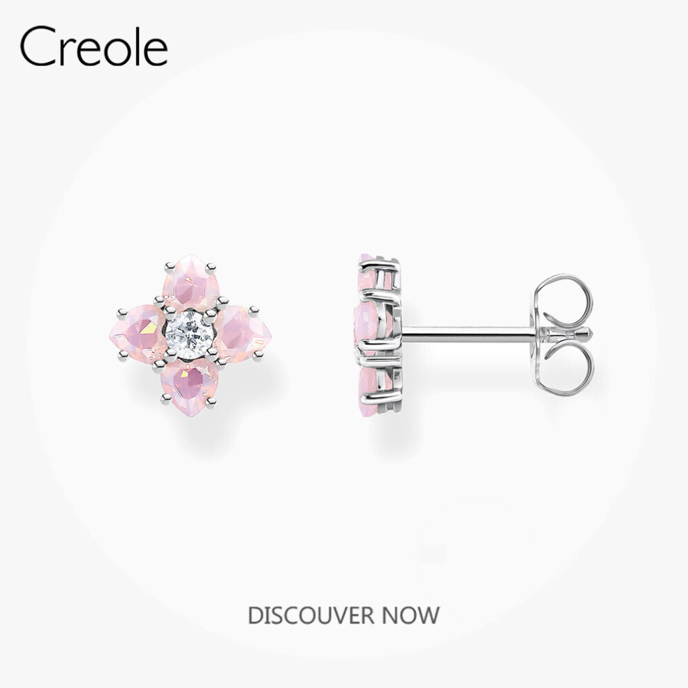 Ear Studs Pink Flower 925 Sterling Silver Zircon Stones Fine Woman Jewelry Romantic Earrings Gift For Girlfriend Multicoloured