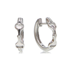 925 sterling silver polished huggie circle women men horse lover equestrian snaffle bit earring