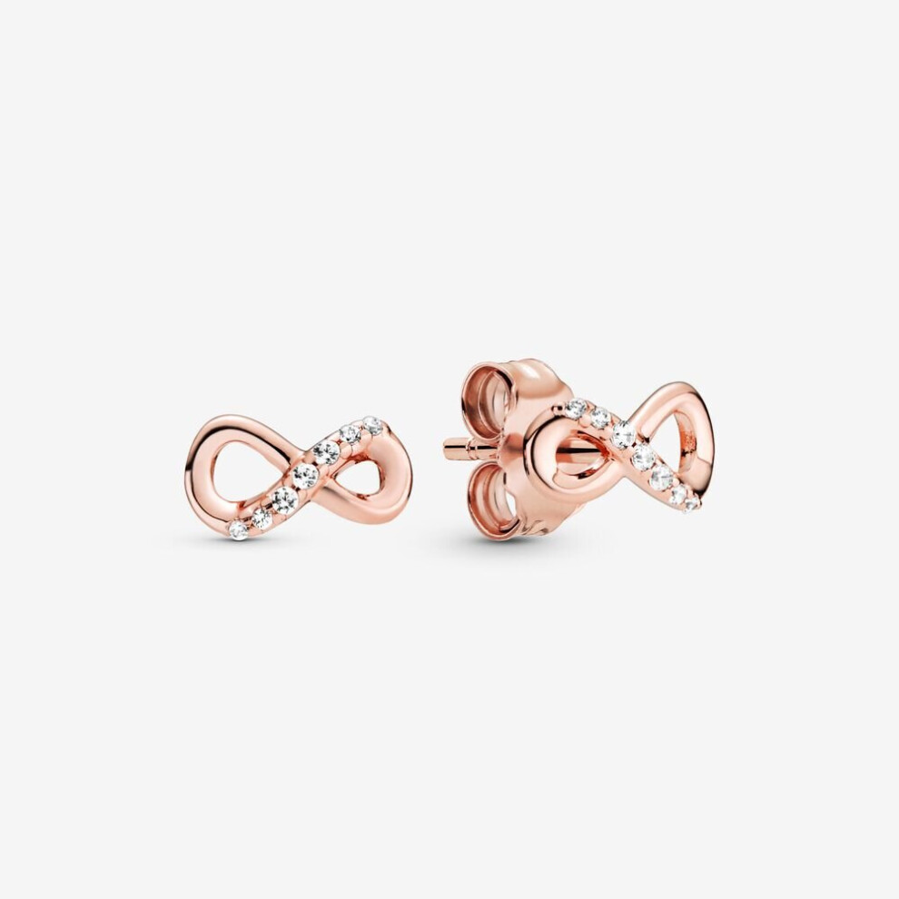 Rose Infinity Stud Earrings For Women's Christmas Jewelry Gift Sparkling Ears Accessories